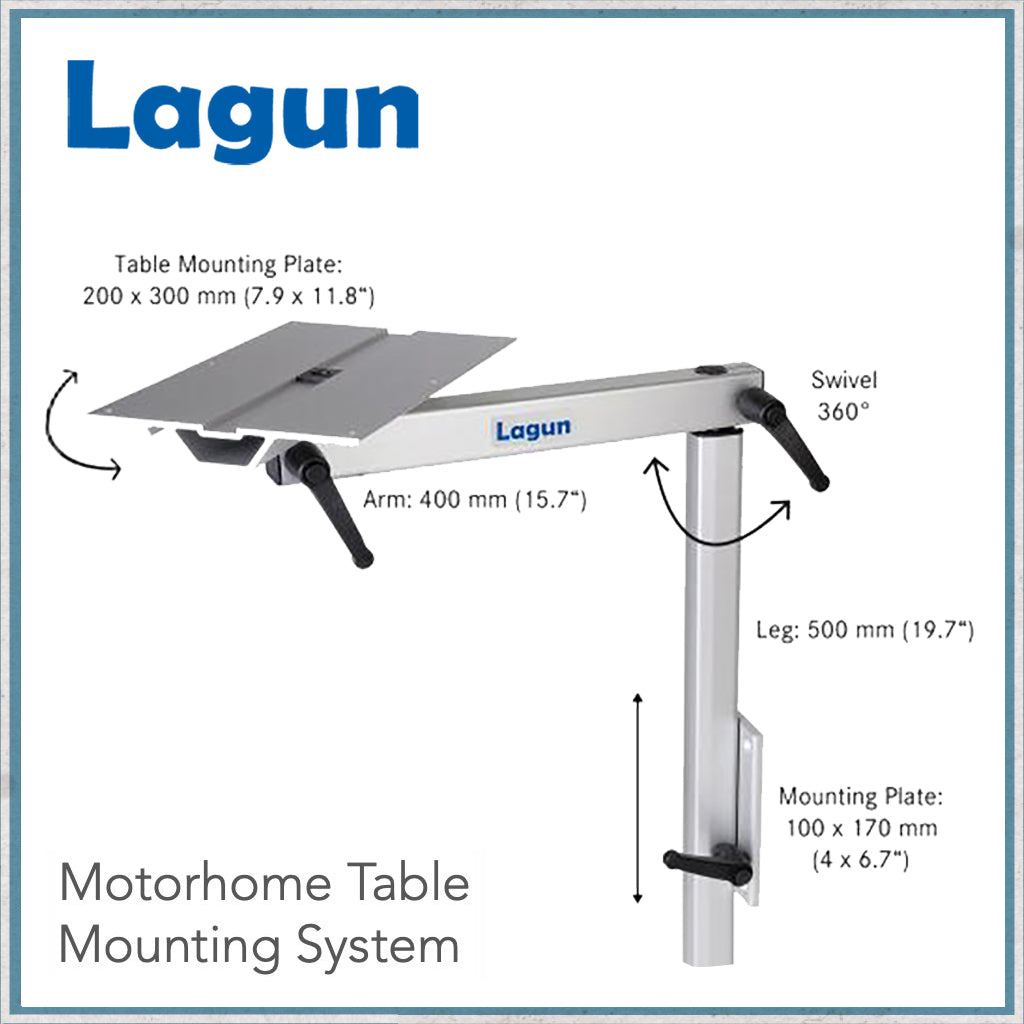 Lagun Swivelling Table Leg System - Carbon Black-Camper Interiors