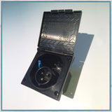 Square 240v inlet, black, 110x110x100mm