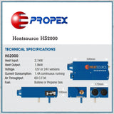 Propex HS2000 blown air heater dimensions