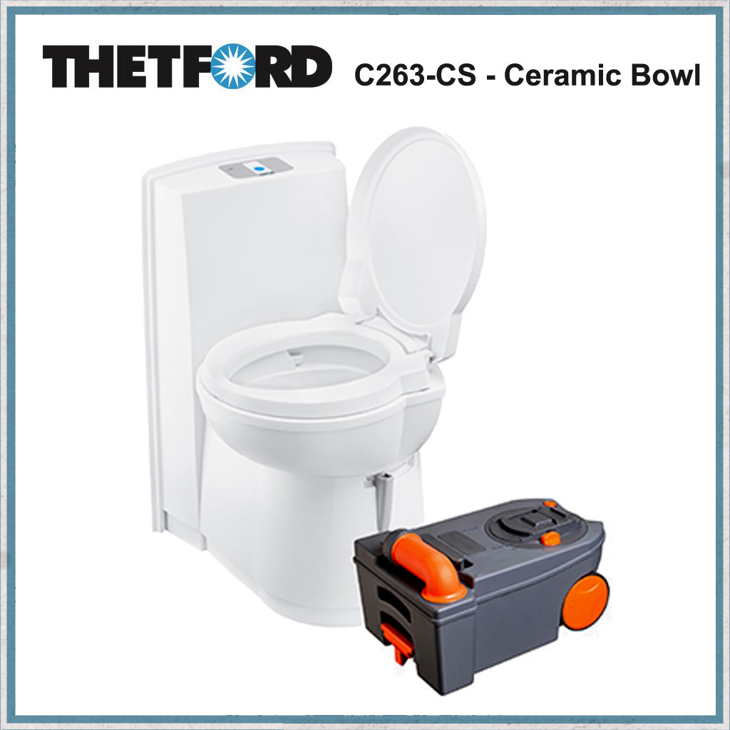 Thetford C263-CS - Ceramic Bowl Cassette Toilet With Rear Console-Camper Interiors