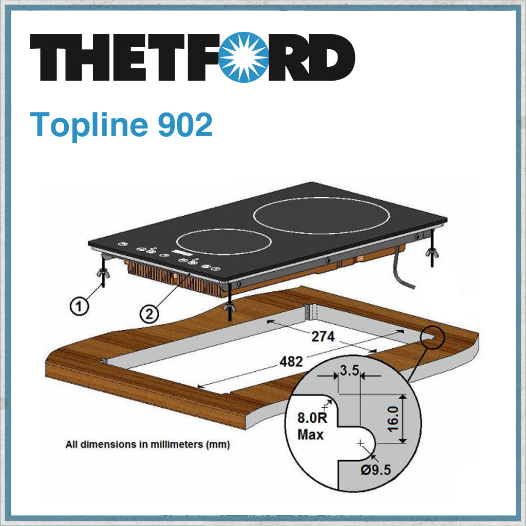 Thetford Topline 902 Induction Hob-Camper Interiors