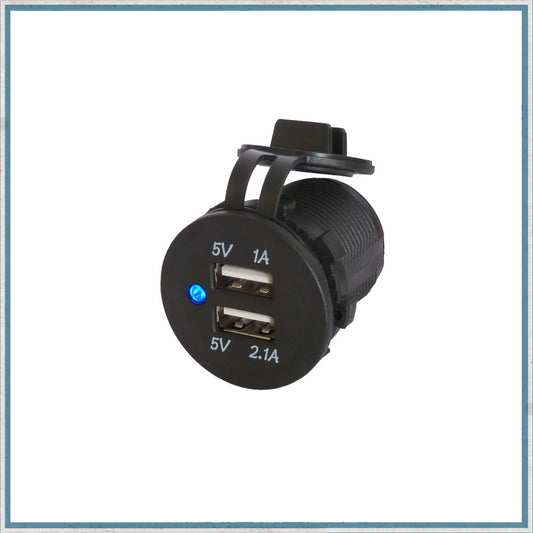 3.1A Waterproof Dual Port USB Socket -Camper Interiors